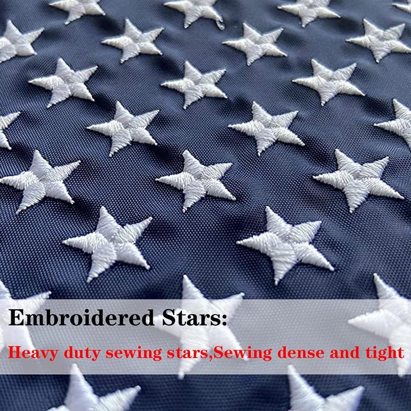 Jayus Embroidered Star Small Double Sided American Boat Flag 12.5x18 Inch- Seven Stripes Nylon United States US Flag with Two Brass Grommets Perfect for Car Truck Bike - Image 3